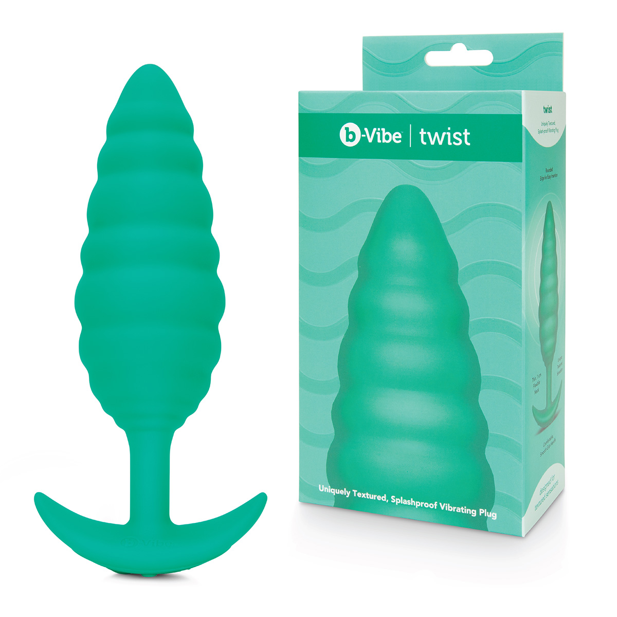 b-Vibe Ребристый текстурированный анальный плаг с вибрацией от b-Vibe Twist