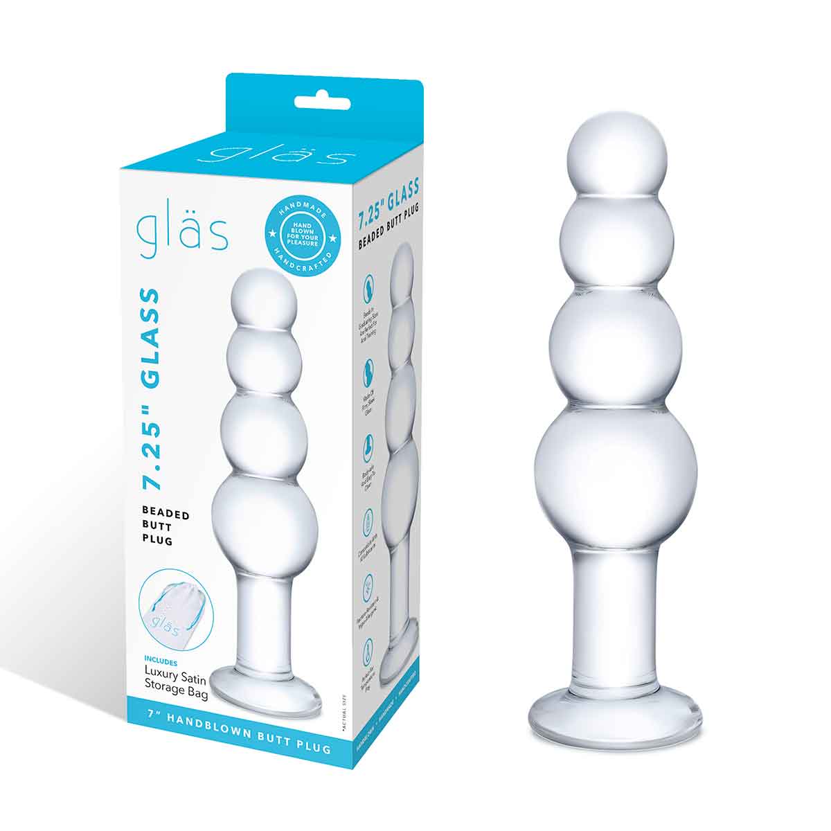 Glas Анальная прозрачная пирамида 7,25in BEADED BUTT PLUG