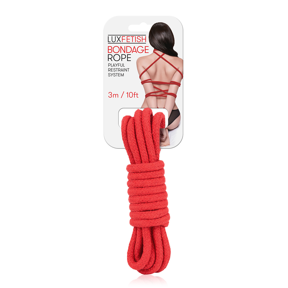 Lux Fetish Красная хлопковая веревка 3 м для связывания Bondage Rope