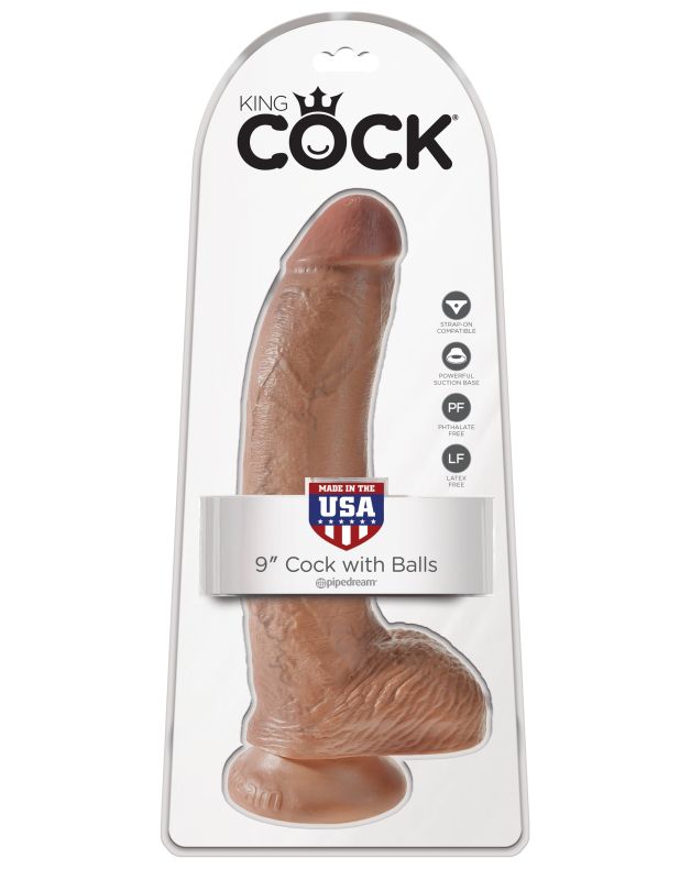 Фаллоимитатор на присоске загорелый King Cock  9 Cock with Balls