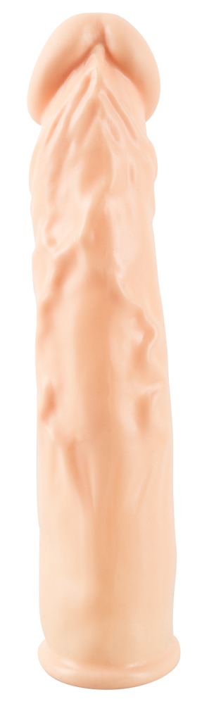 Насадка удлинитель из силикона телесная Penis extender with bulging glans and veins