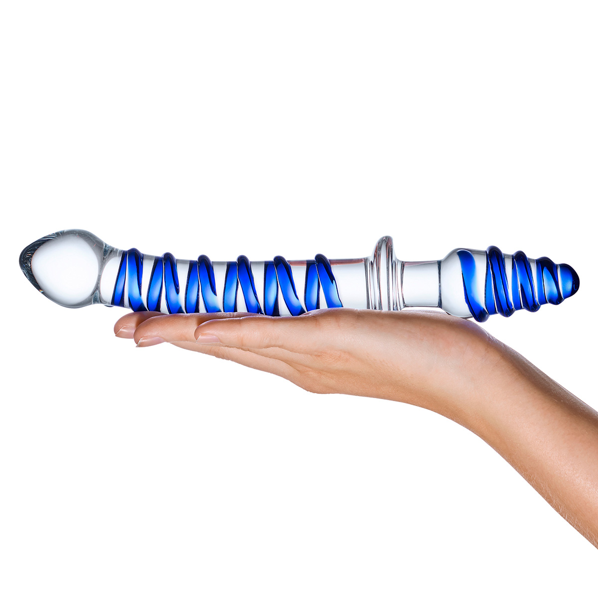 Glas Двойной дилдо с анальной пробкой Mr. Swirly Dildo & Butt Plug