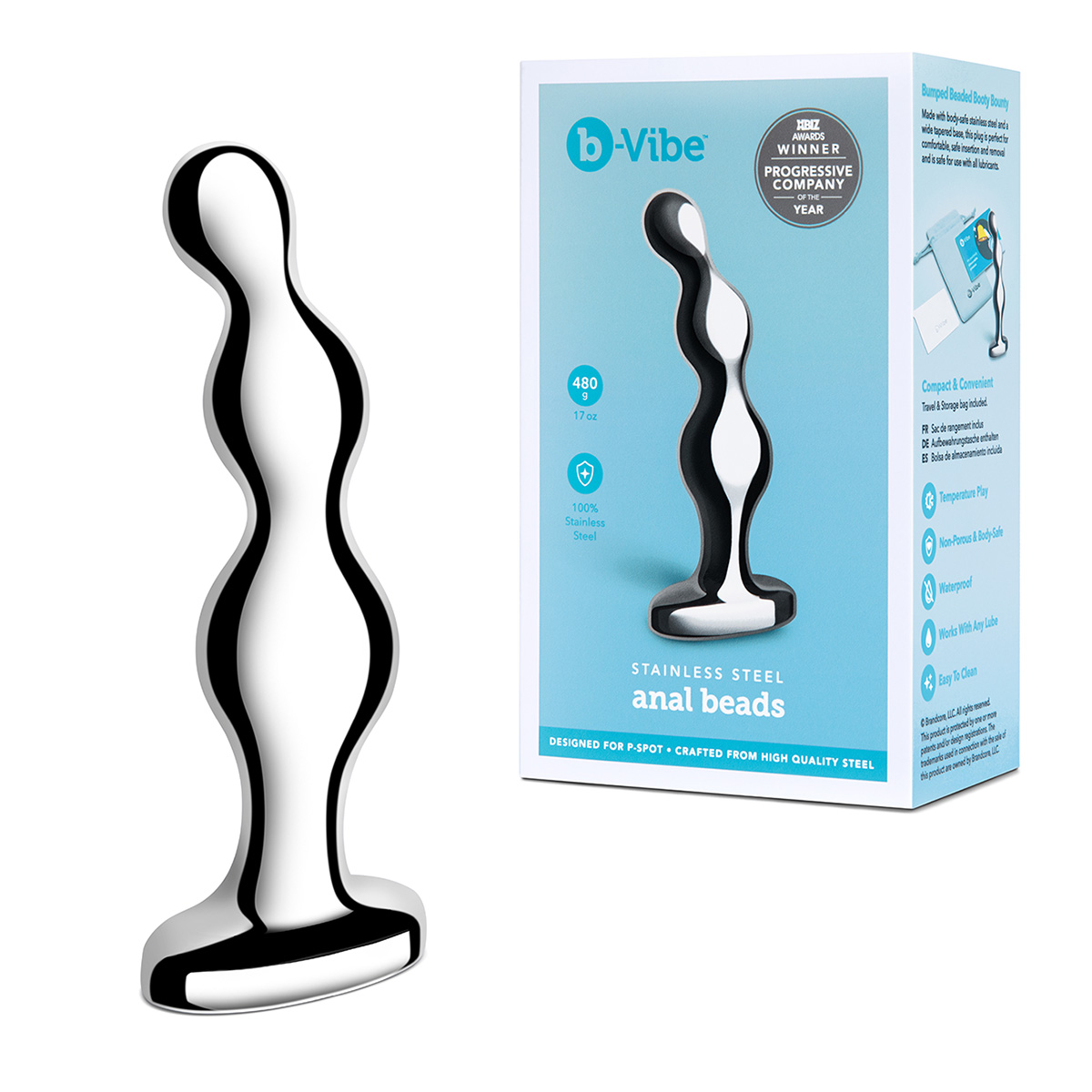 b-Vibe Анальный стальной фаллоимитатор для простаты STAINLESS STEEL ANAL BEADS