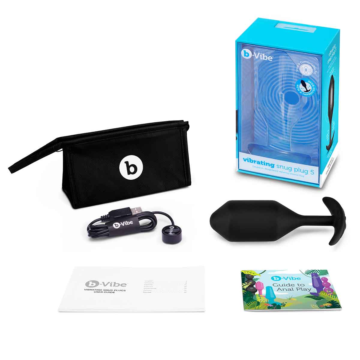 b-Vibe Профессиональная пробка для ношения с вибрацией черная B-Vibe Vibrating Snug Plug 5