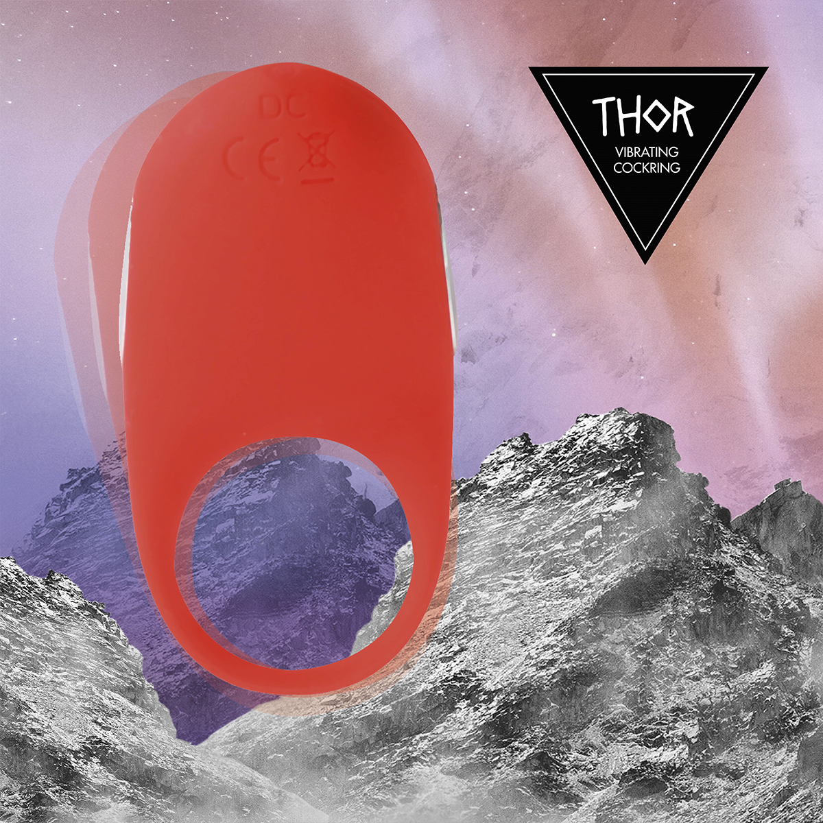 FeelzToys Кольцо эрекционное с вибрацией Thor Cockring Red красное