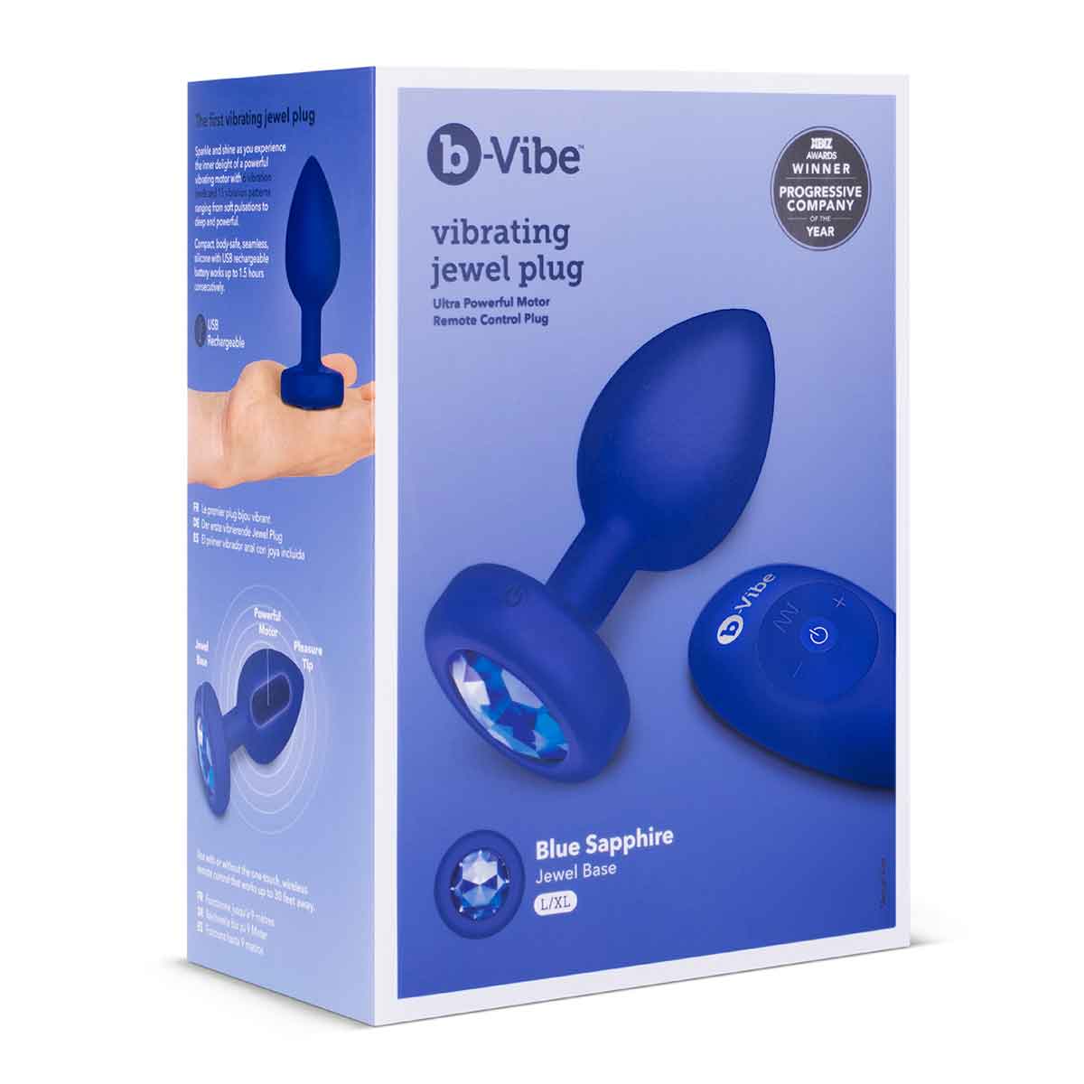 b-Vibe Вибрирующая втулка Vibrating Jewel Plug L/XL цвета синий сапфир