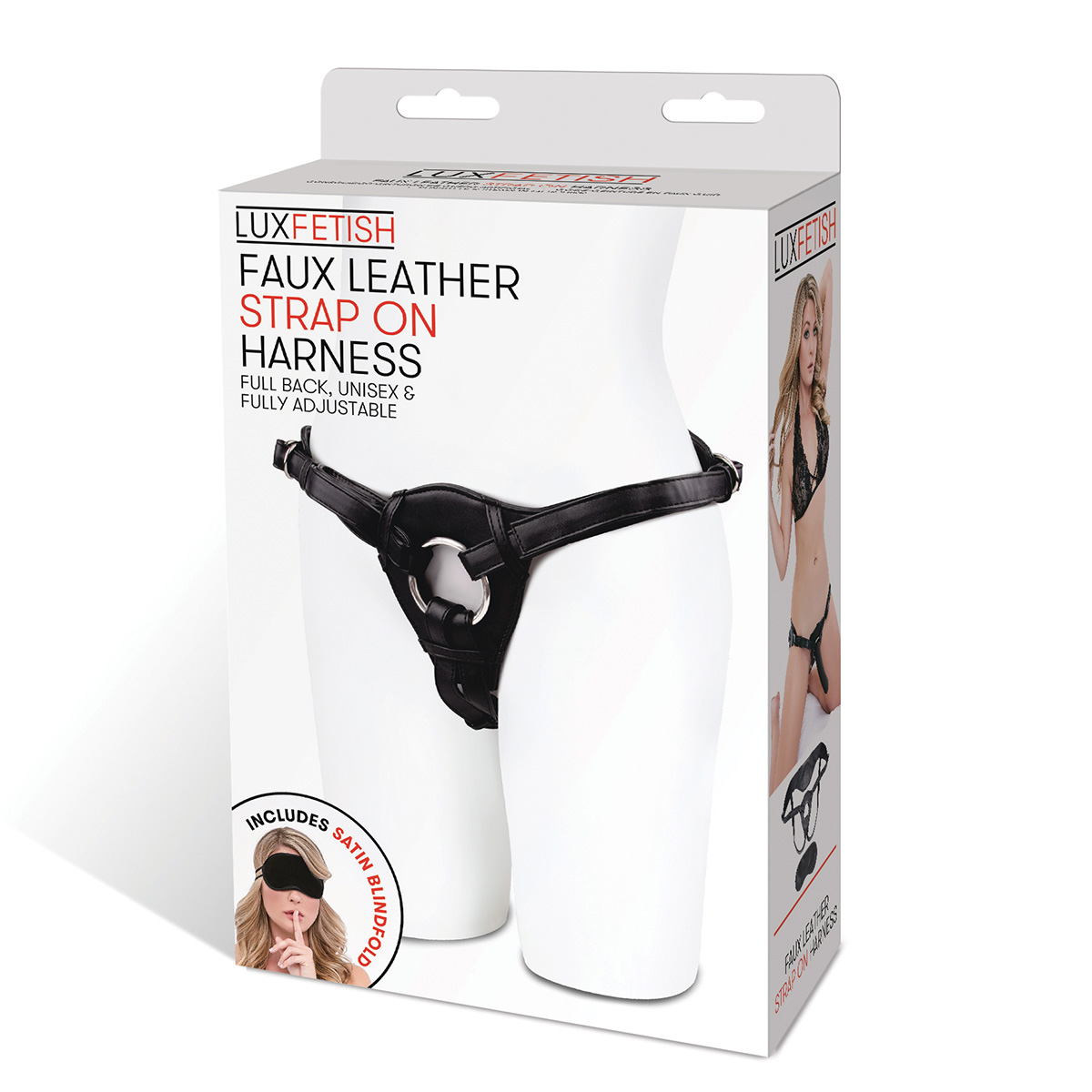 Lux Fetish Черные трусы для страпона из эко-кожи Leather Bondage Gear