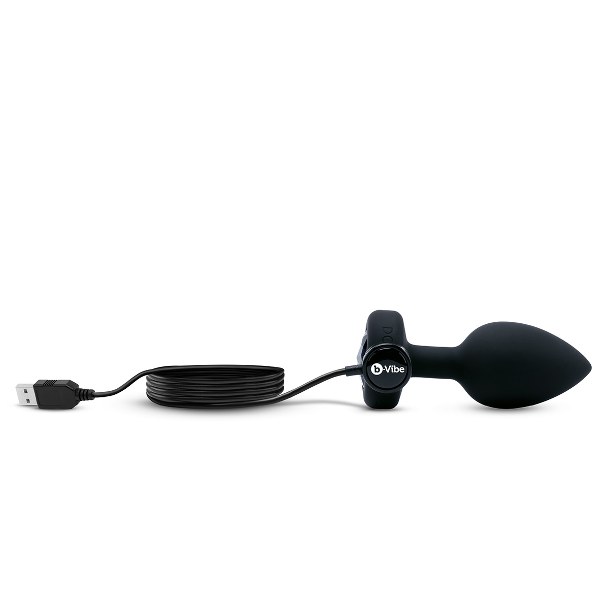 b-Vibe Вибрирующая втулка Vibrating Jewel Plug M/L черного цвета