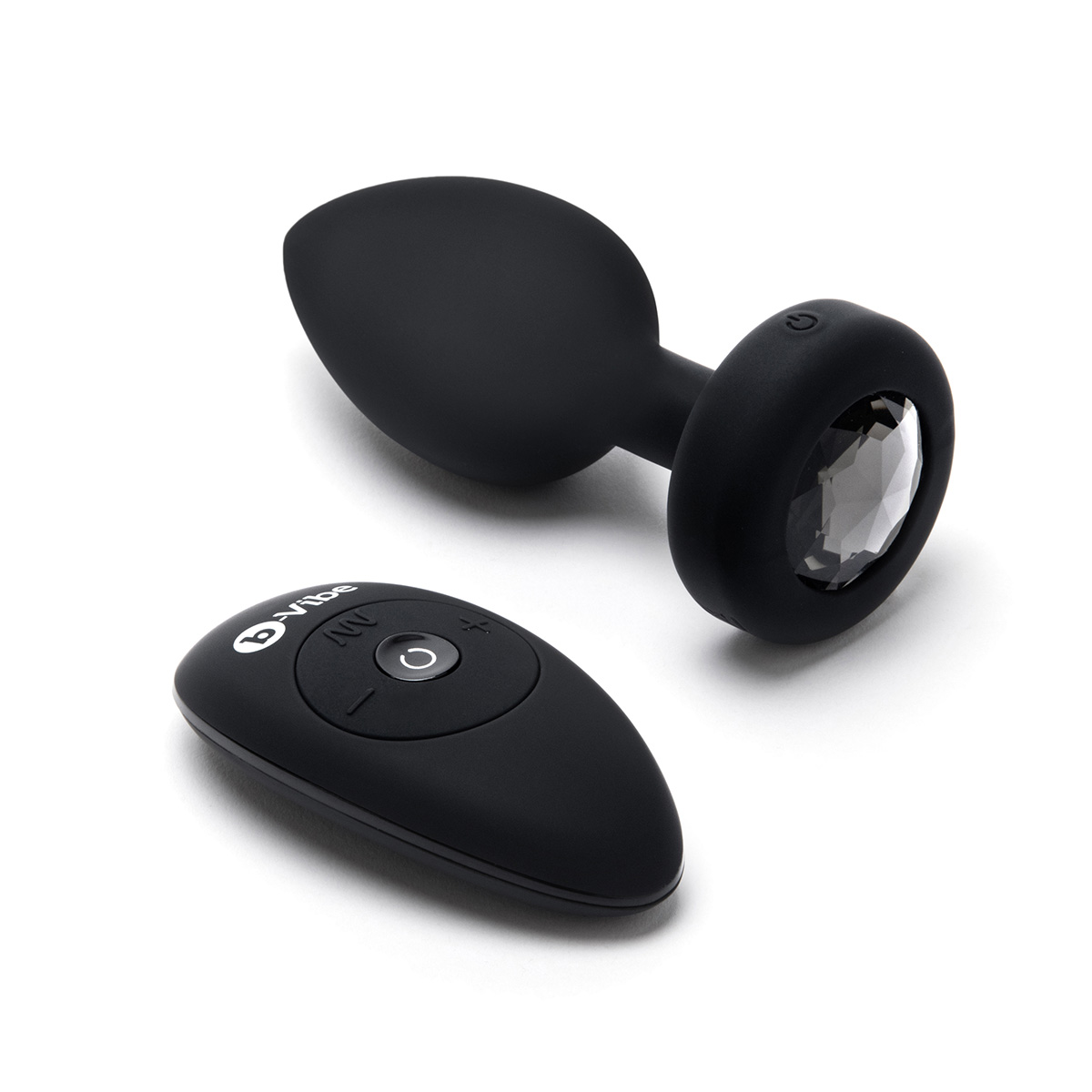 b-Vibe Вибрирующая втулка Vibrating Jewel Plug M/L черного цвета