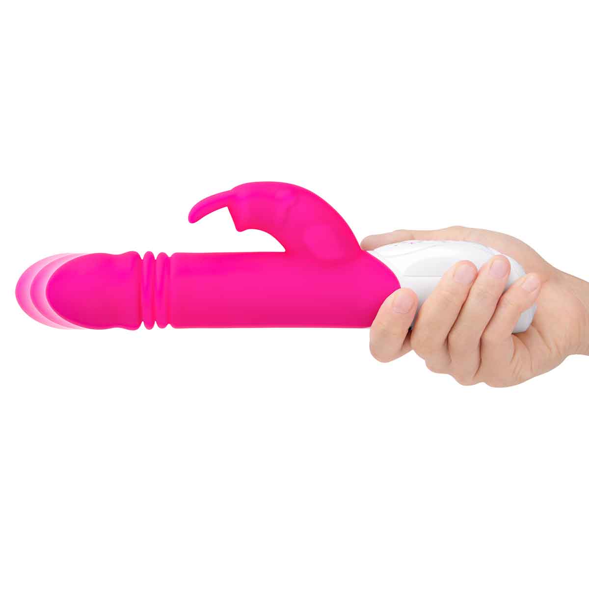 Rabbit Essentials Пульсирующий розовый вибромассажер с двумя виброэлементами G-SPOT THRUSTING RABBIT