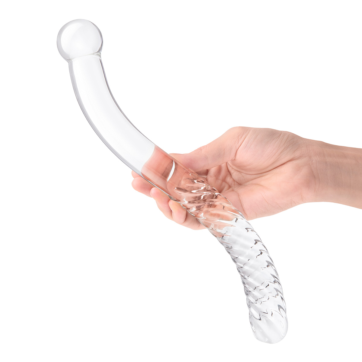 Glas Изящный фаллоимитатор с рельефом 11 in Glass Pelvic Wand Double Ended
