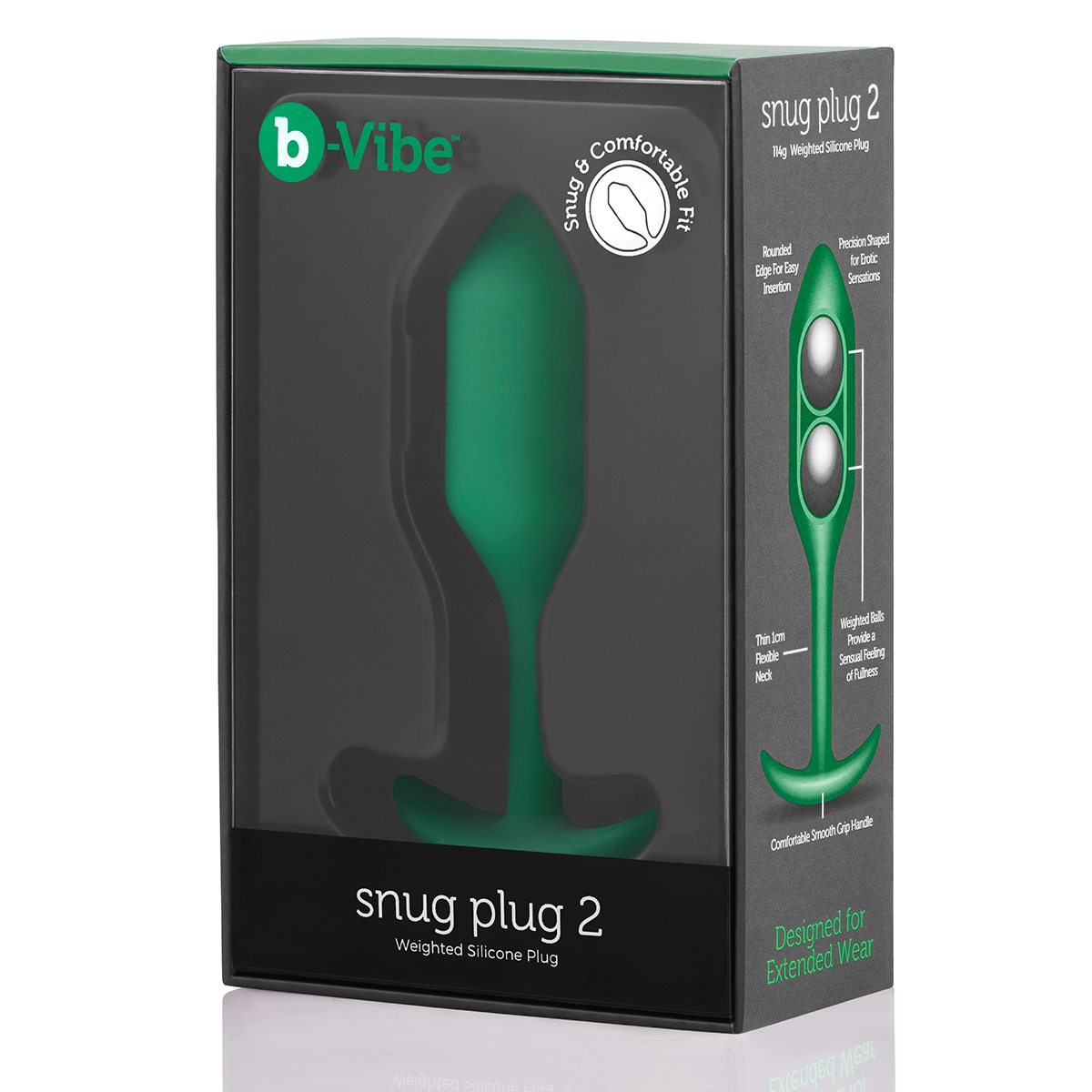 b-Vibe Профессиональная пробка для ношения B-vibe Snug Plug 2 зеленая