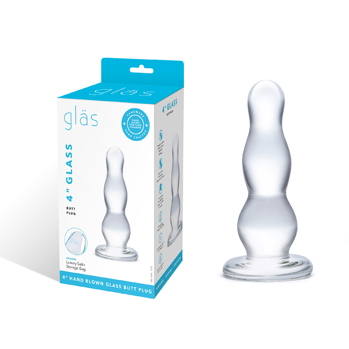 Glas Стеклянная елочка прозрачного цвета Glass Butt Plug 4 in