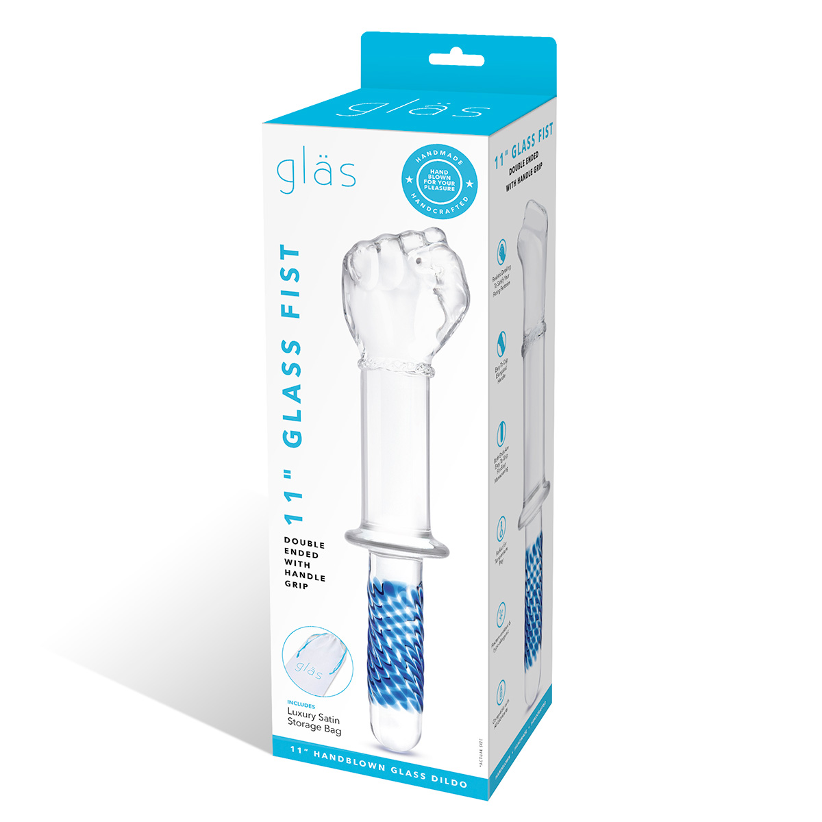 Glas Фаллоимитатор-кулак из стекла 11 in с рукоятью Glass Fist Double Ended With Handle Grip
