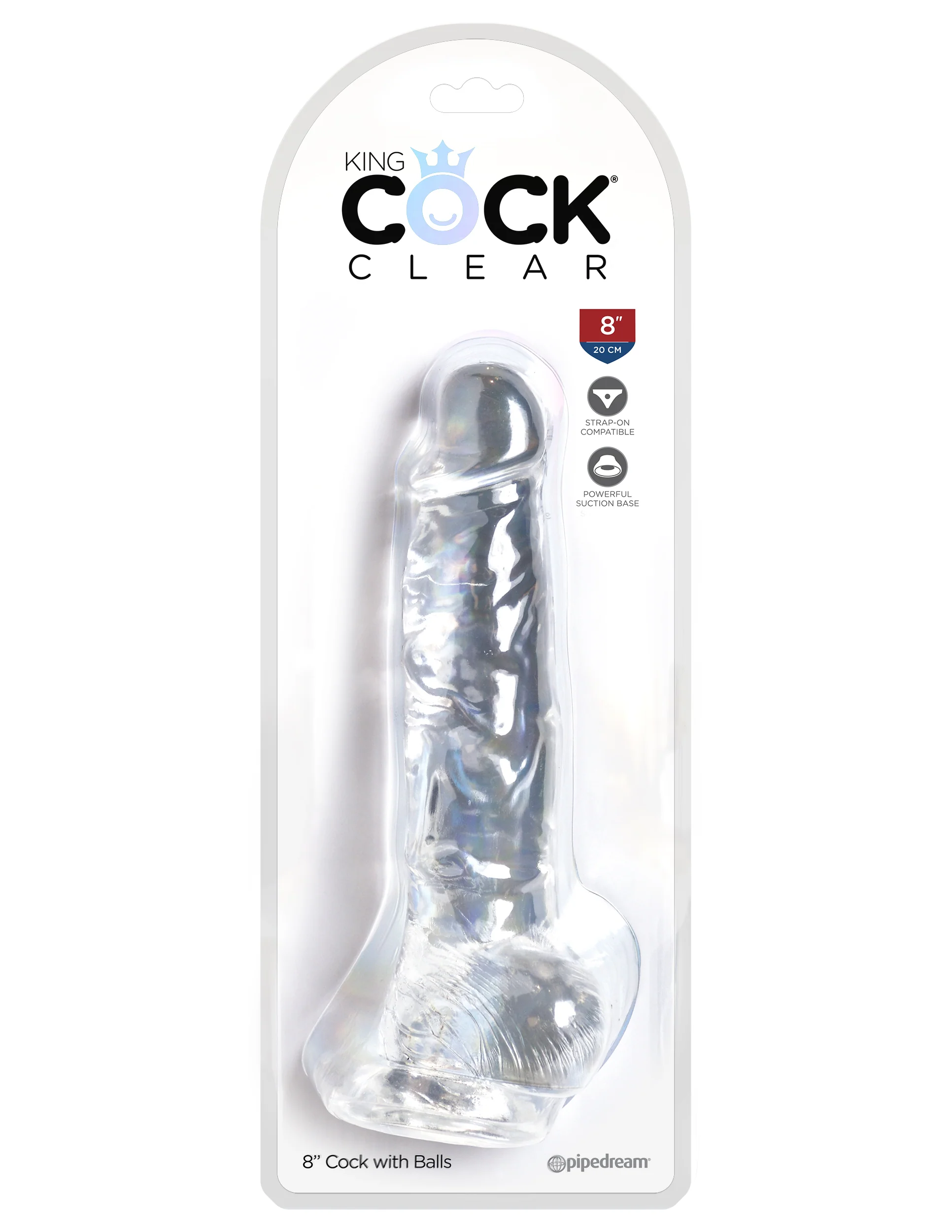 Прозрачный фаллоимитатор с мошонкой King Cock Clear 8