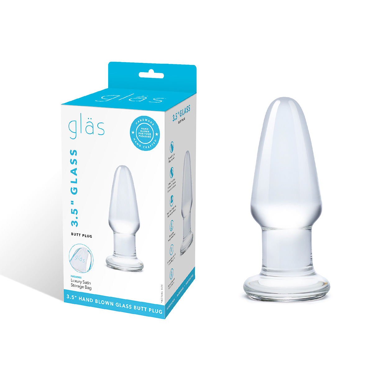 Glas Прозрачный анальный плаг Glass Butt Plug 3,5 in