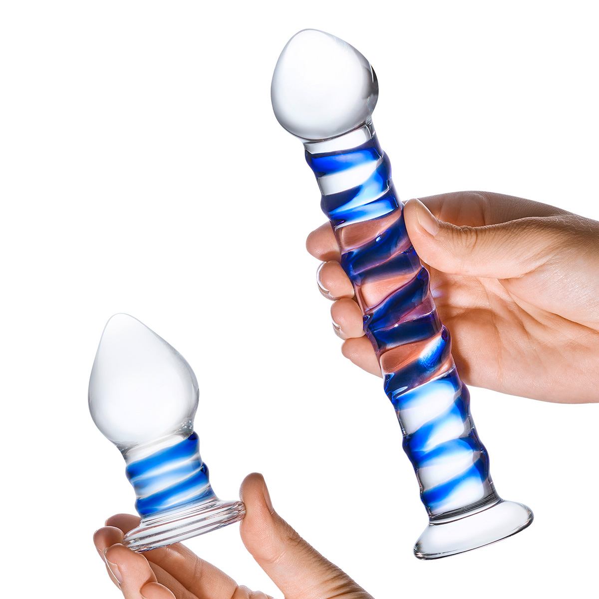 Glas Сет из 2-х стеклянных игрушек SWIRLY DILDO & BUTTPLUG SET