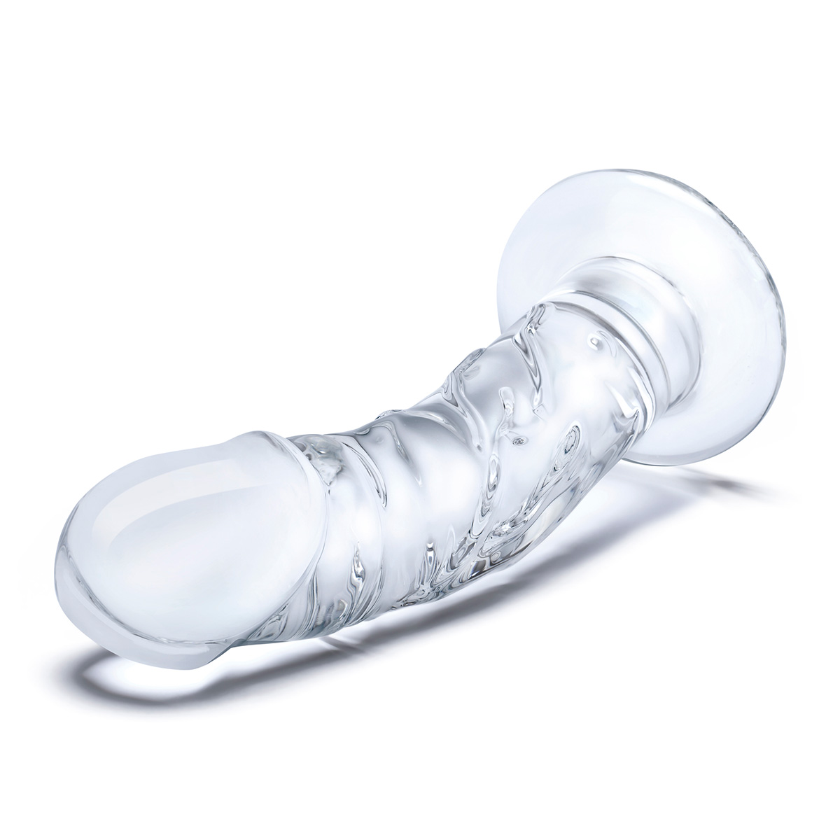Glas Реалистичный по форме фаллоимитатор из стекла 7" Curved Realistic Glass Dildo With Veins