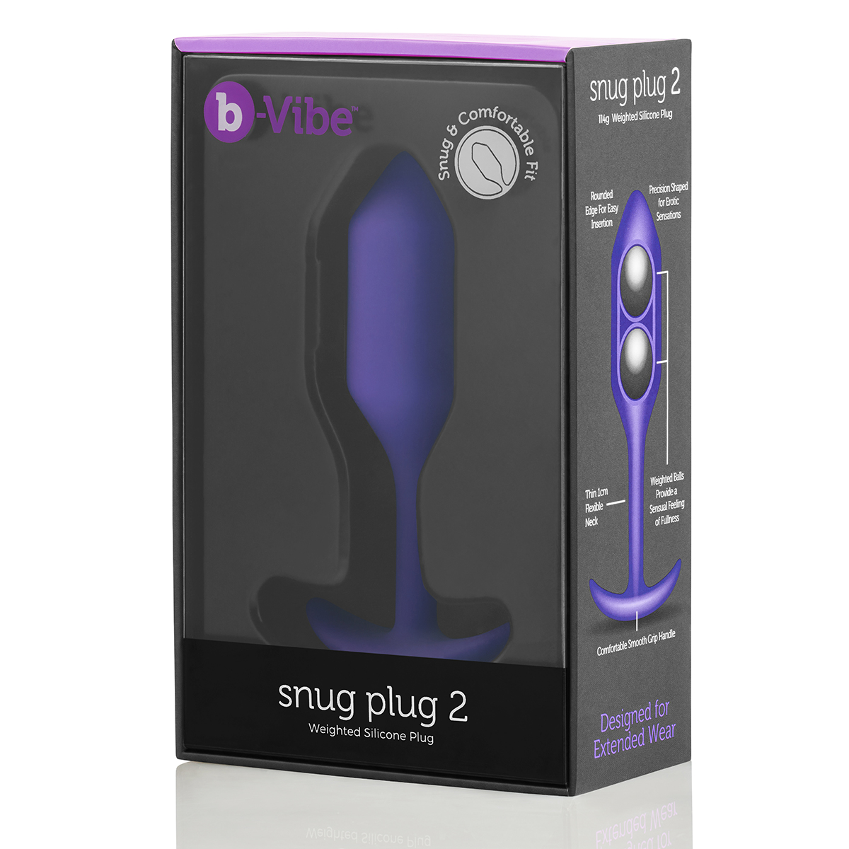 b-Vibe Профессиональная пробка для ношения B-vibe Snug Plug 2 фиолетовая