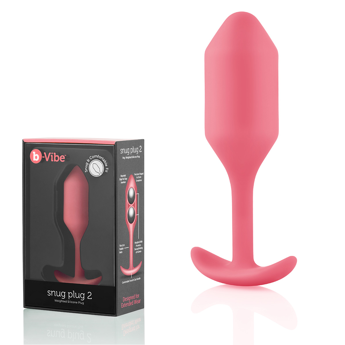b-Vibe Профессиональная пробка для ношения B-vibe Snug Plug 2 коралловая