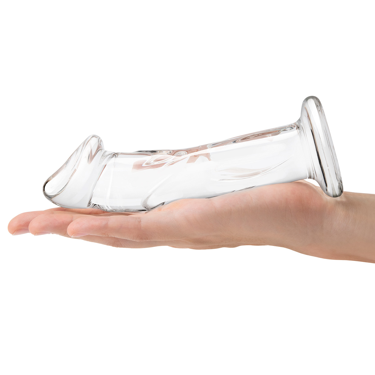 Glas Фаллоимитатор 6 in с рельефом и крупной головкой Glass Dildo With Veins & Flat Base