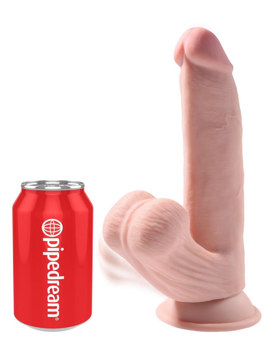 Фаллоимитатор на присоске King Cock Plus 8 Triple Density с подвижной мошонкой