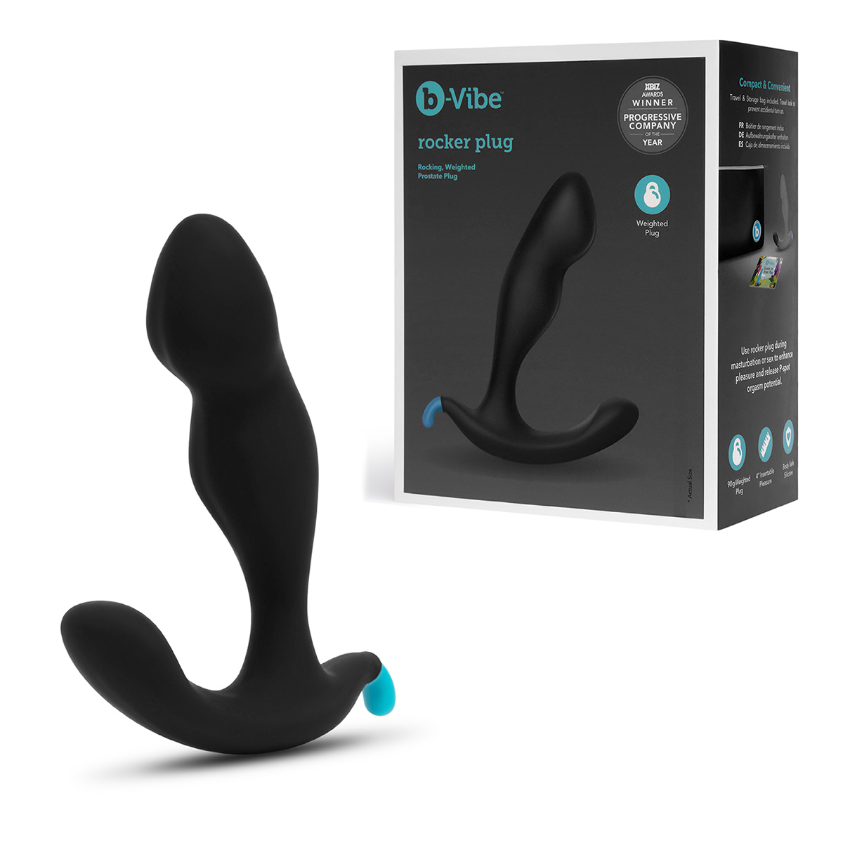 b-Vibe Утяжеленный анальный стимулятор ROCKER PLUG BLACK