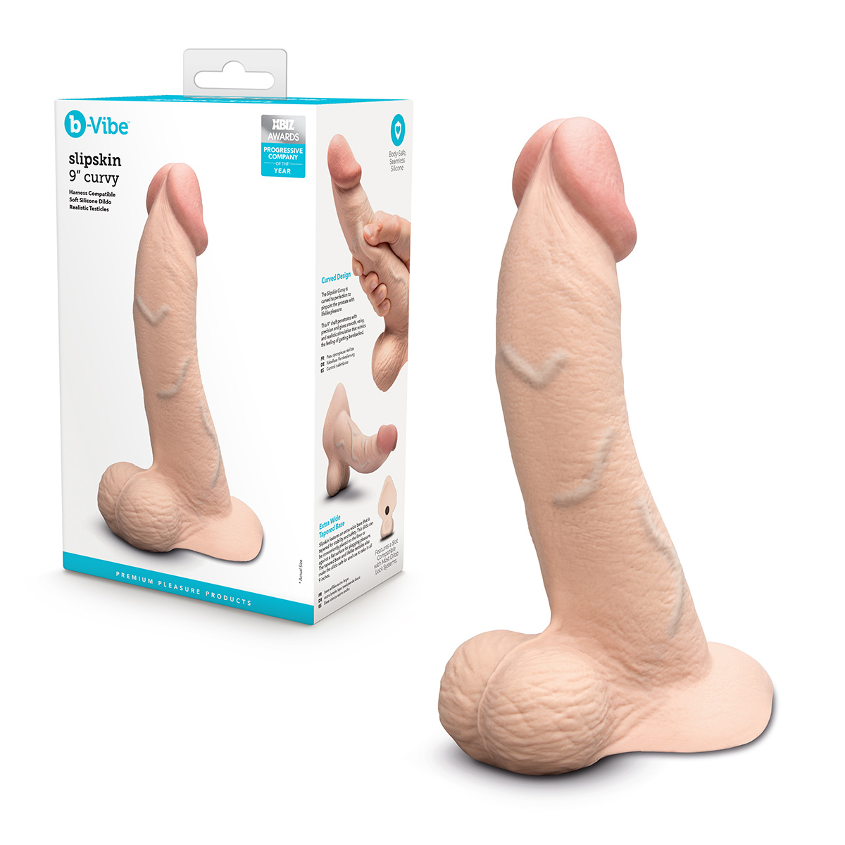 b-Vibe Анальный изогнутый фаллоимитатор SLIPSKIN REALISTIC CURVED 9 in