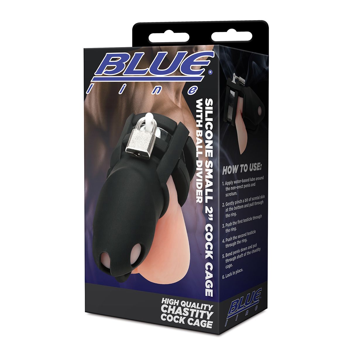 BlueLine Клетка для пениса черная Silicone Small 2 in Cock Cage With Ball Divider