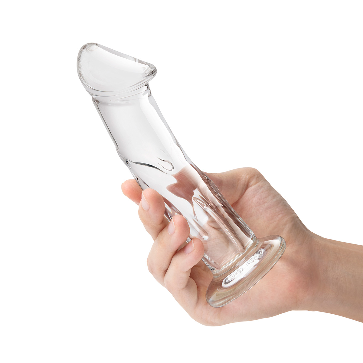 Glas Фаллоимитатор 6 in с рельефом и крупной головкой Glass Dildo With Veins & Flat Base