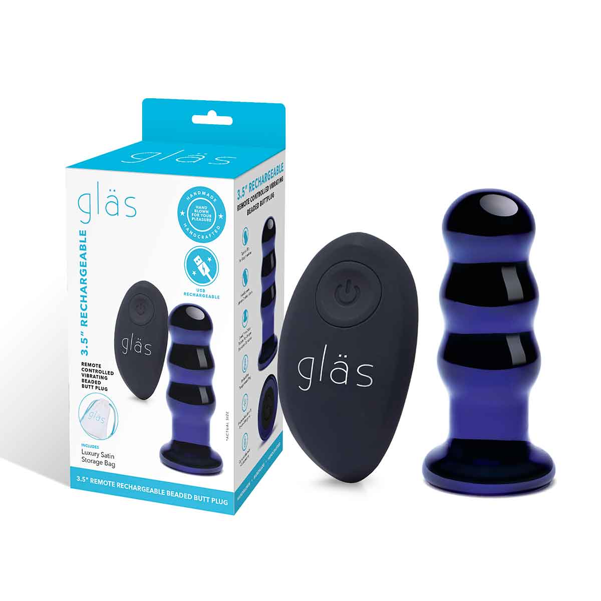 Glas Вибрирующий плаг на дистанционном управлении BEADED BUTTPLUG