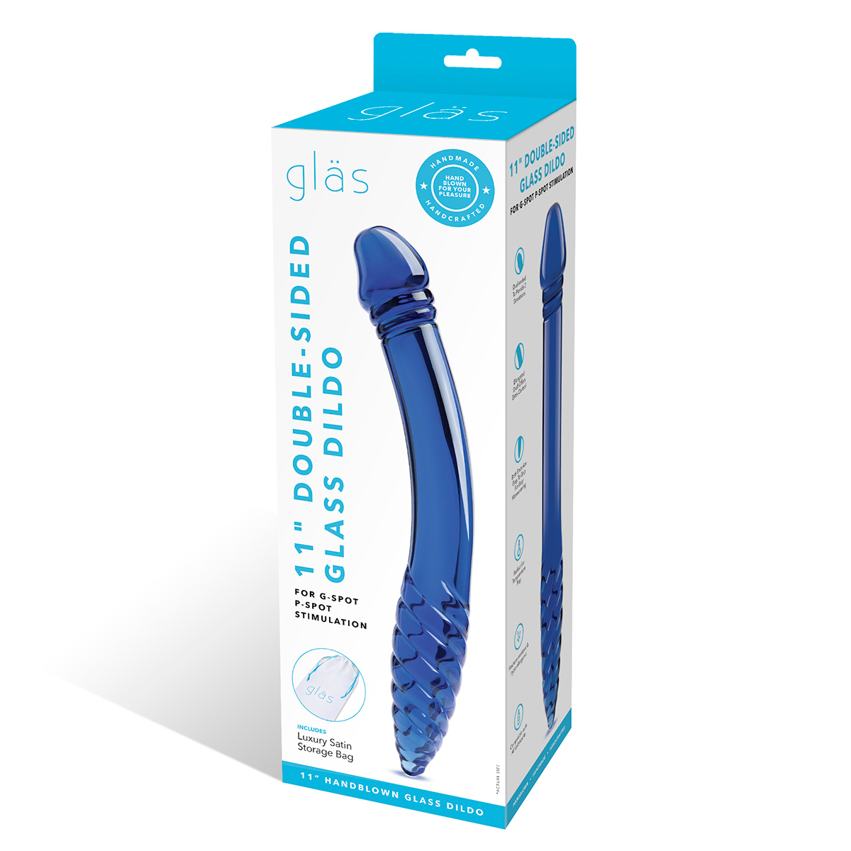 Glas Двухголовый рельефный стимулятор 11 in Double-sided Glass Dildo For G-Spot P-Spot Stimulation