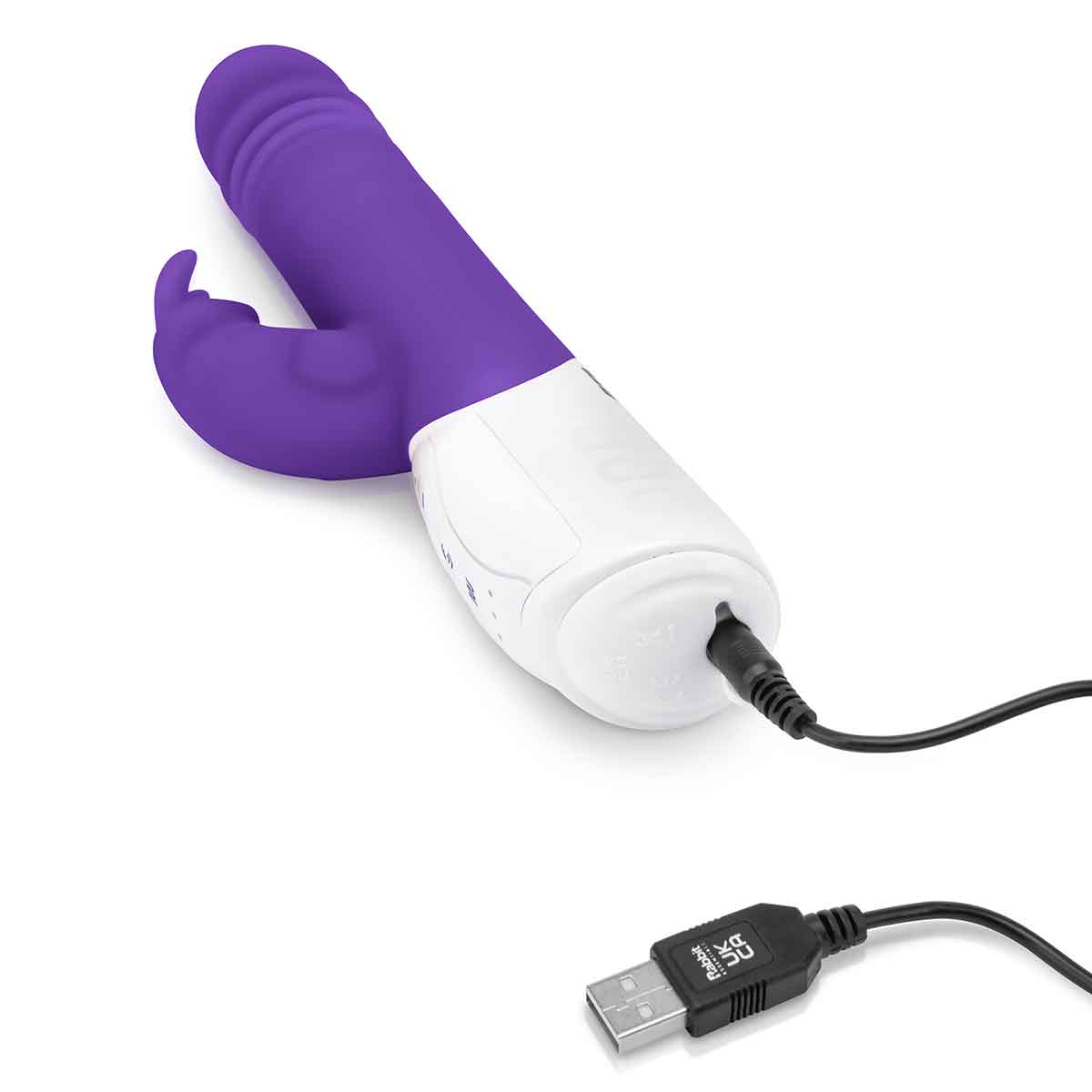 Rabbit Essentials Пульсирующий фиолетовый вибромассажер с двумя виброэлементами G-SPOT THRUSTING RABBIT