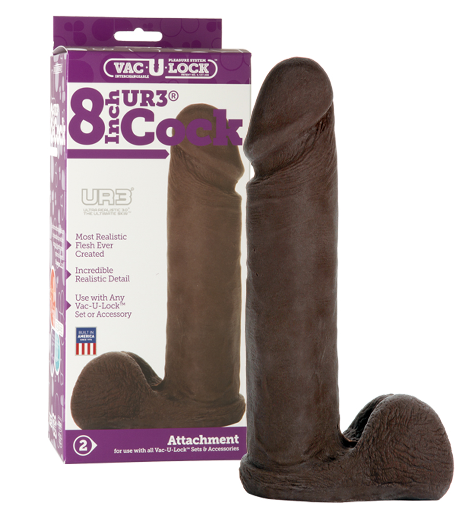 Насадка реалистик 8 черн. для Харнесс, UR3 Vac-U-Lock™ - 8 ULTRASKYN™ Cock - Choco