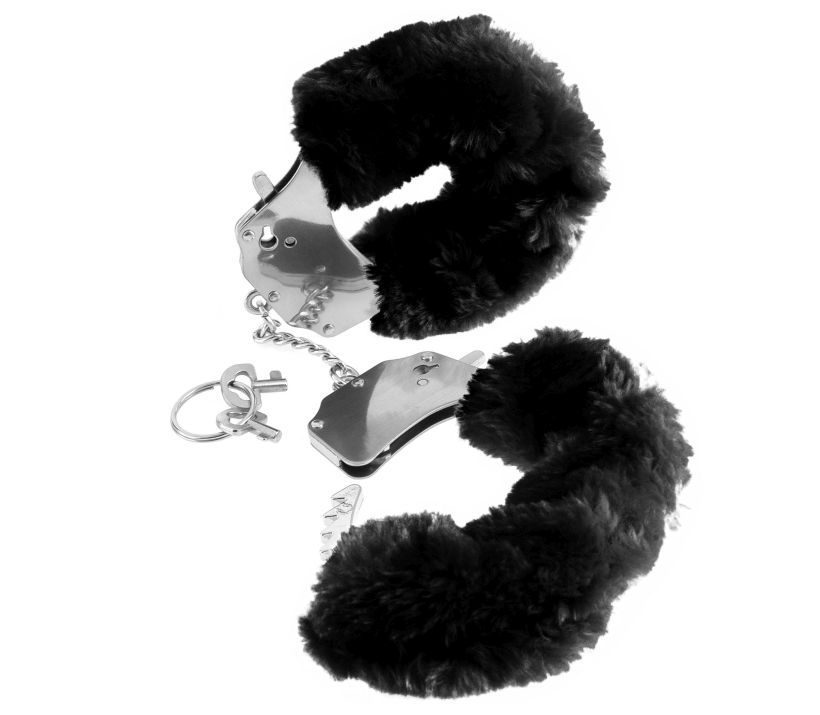 Меховые наручники-металл черные Fetish Fantasy Series Original Furry Cuffs Black