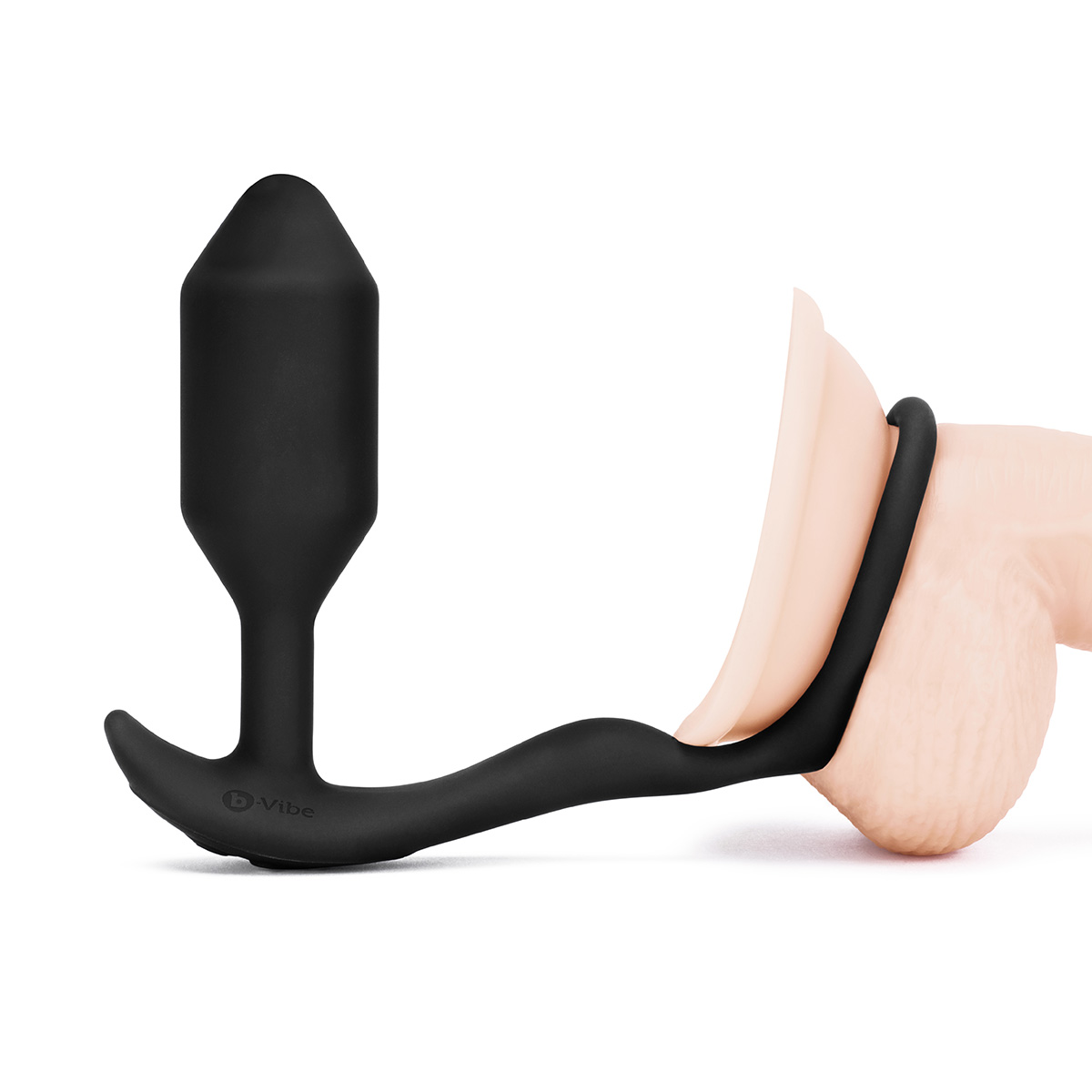 b-Vibe Вибрирующий плаг с кольцом для эрекции Vibrating Snug & Tug размер M