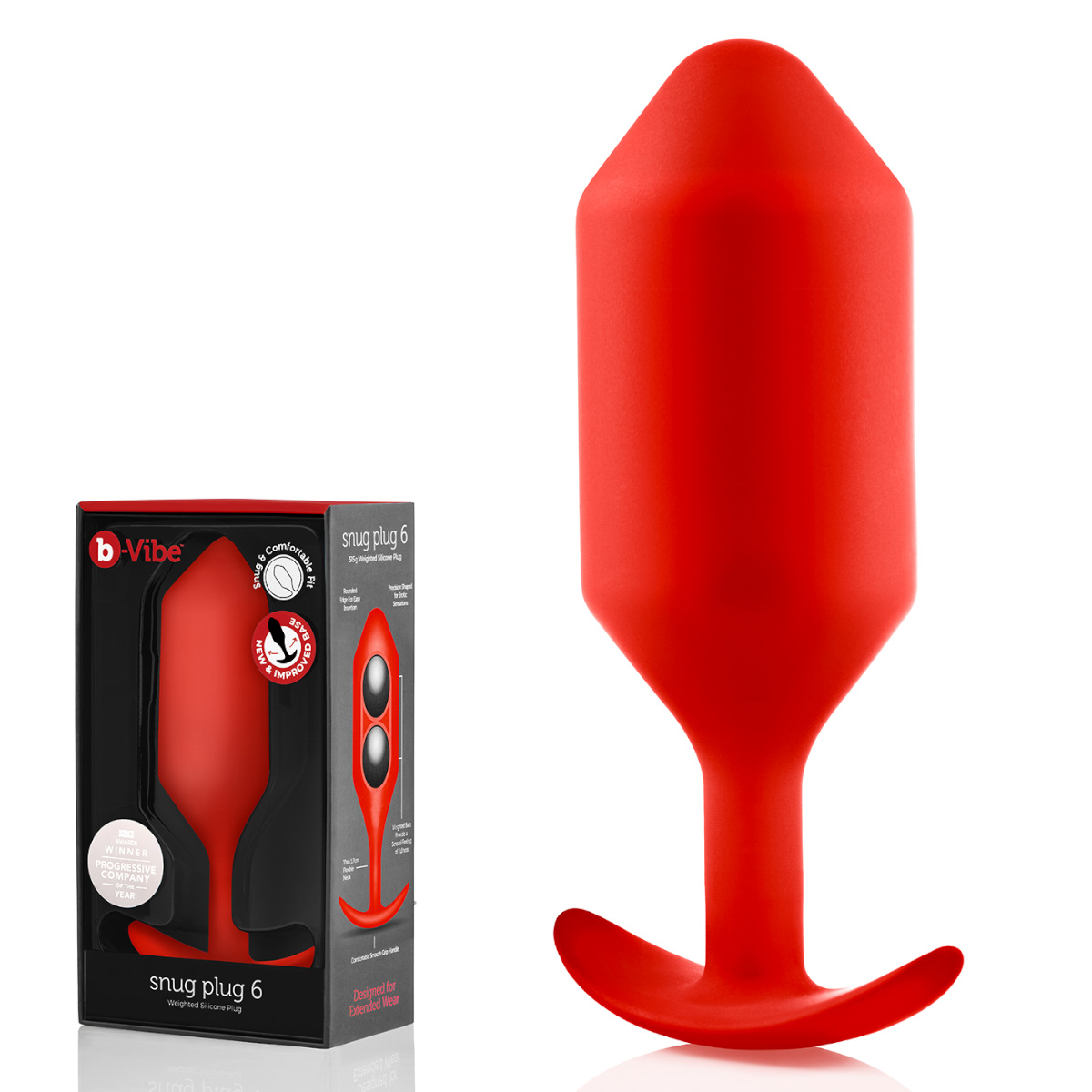 b-Vibe Профессиональная пробка для ношения B-vibe Snug Plug 6 красная