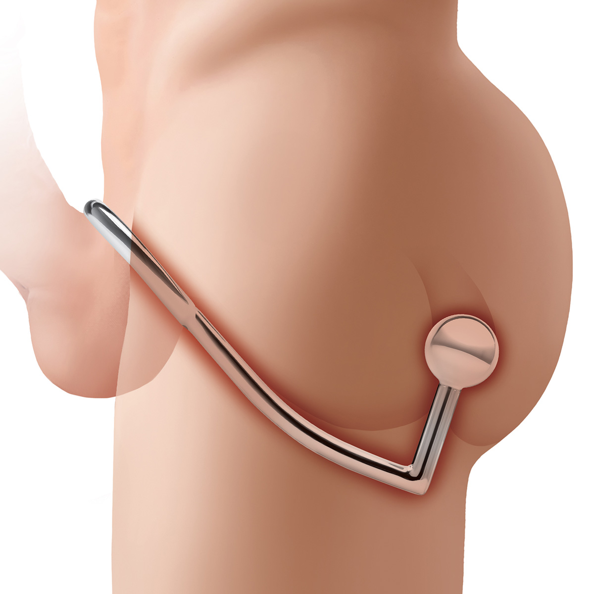 BlueLine Кольцо на пенис с анальным щаром Stainless Steel Anal Hook & Cock Ring