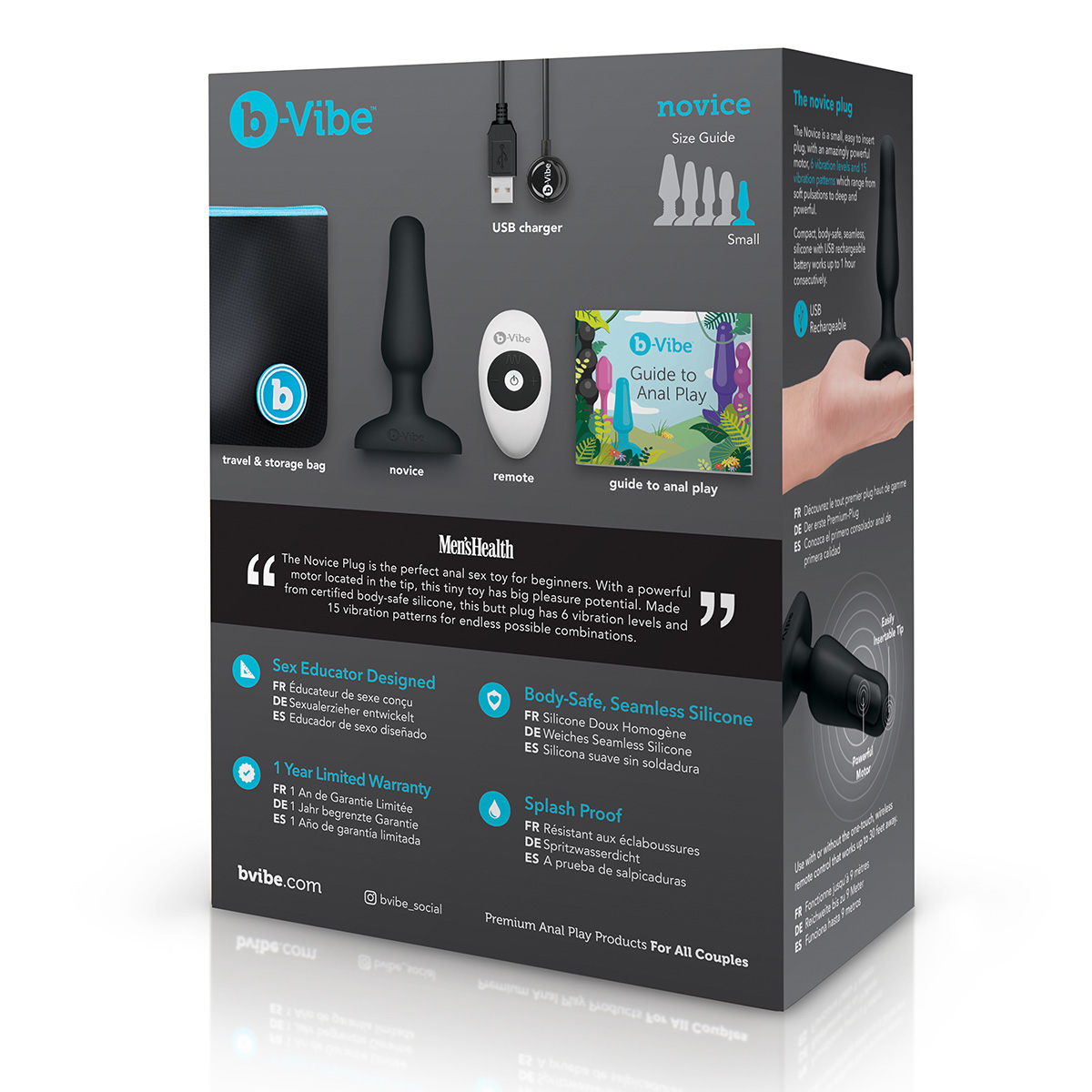 b-Vibe Анальный премиум-миниплаг b-Vibe Novice Plug черный
