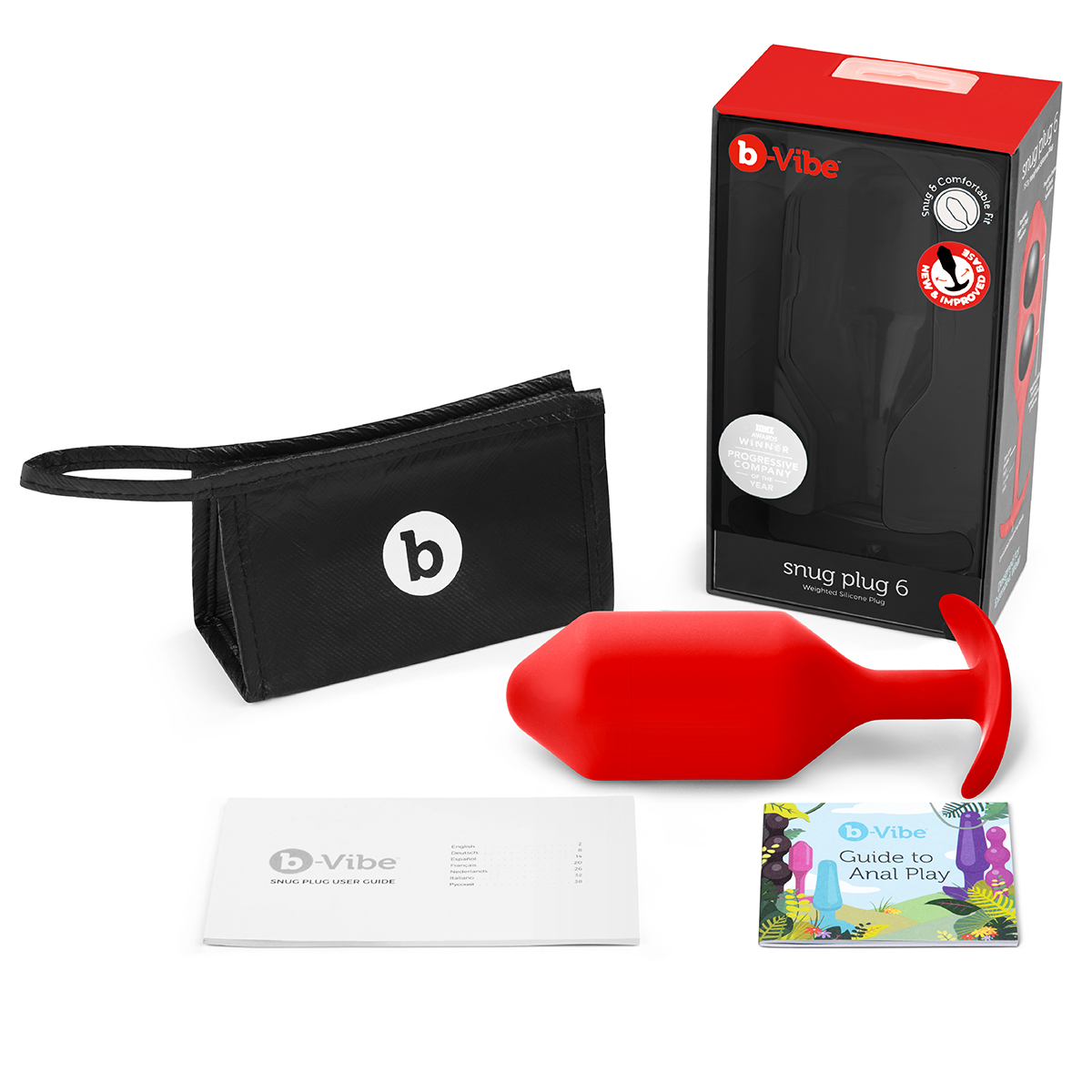 b-Vibe Профессиональная пробка для ношения B-vibe Snug Plug 6 красная