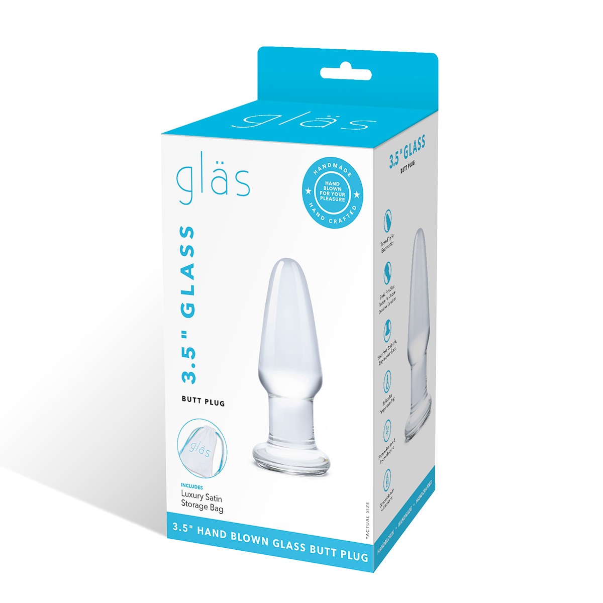 Glas Прозрачный анальный плаг Glass Butt Plug 3,5 in