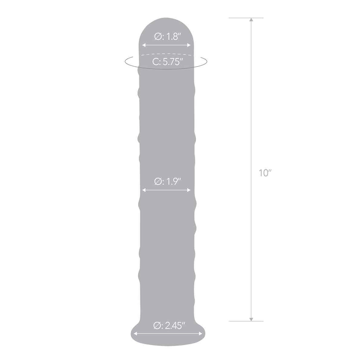 Glas Прямой стеклянный фаллос с массажным рельефом 10" EXTRA LARGE GLASS DILDO
