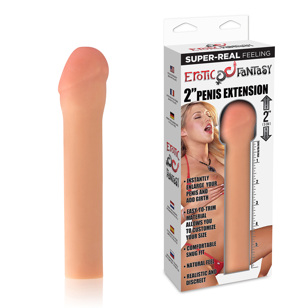 Erotic Fantasy Насадка для увеличения члена на 5 см реалистичная GIRTH EXTENDER
