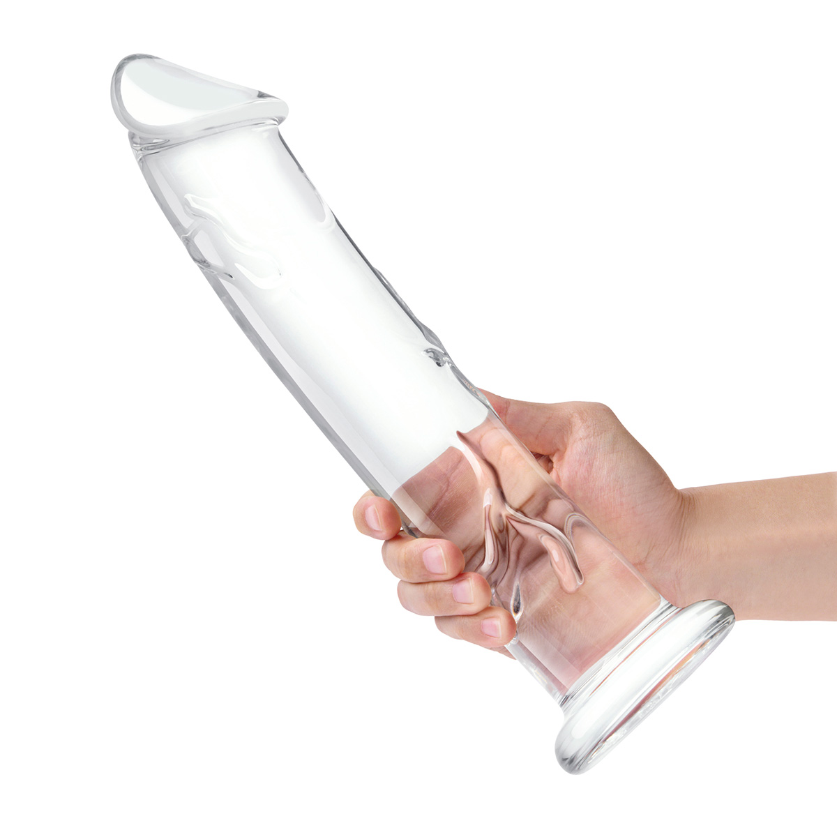 Glas Рельефный большой стимулятор из стекла 12 in Glass Dildo With Veins & Flat Base