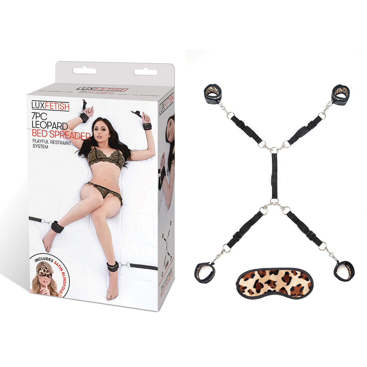 Lux Fetish Фиксатор позиций для рук и ног леопардовый Classic Bedspreader