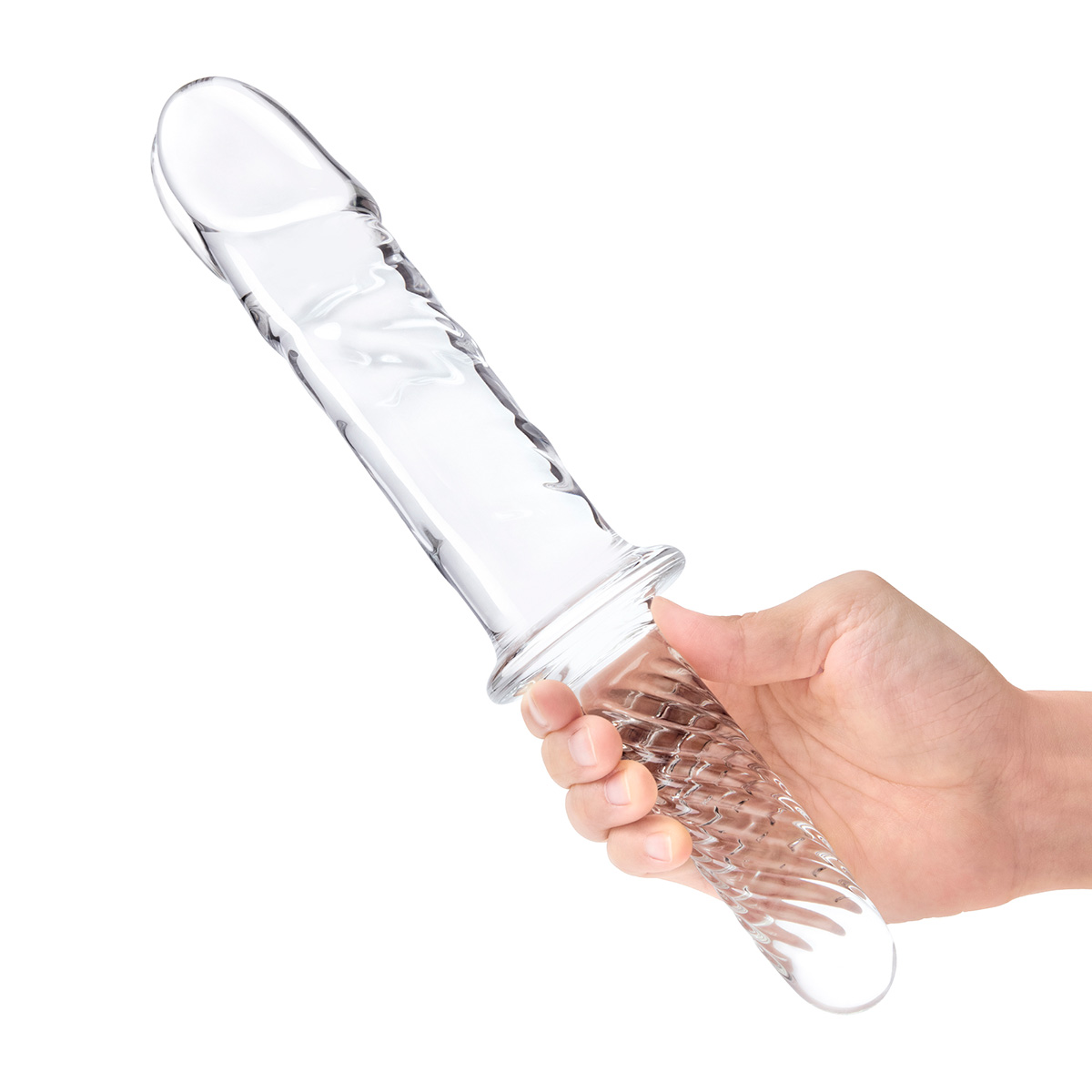 Glas Стеклянный фаллоимитатор двусторонний 11 in Girthy Cock Double Ended With Handle