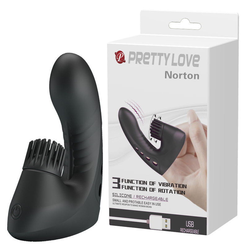 Вибронасадка на палец PrettyLove Norton с клиторальной щеточкой