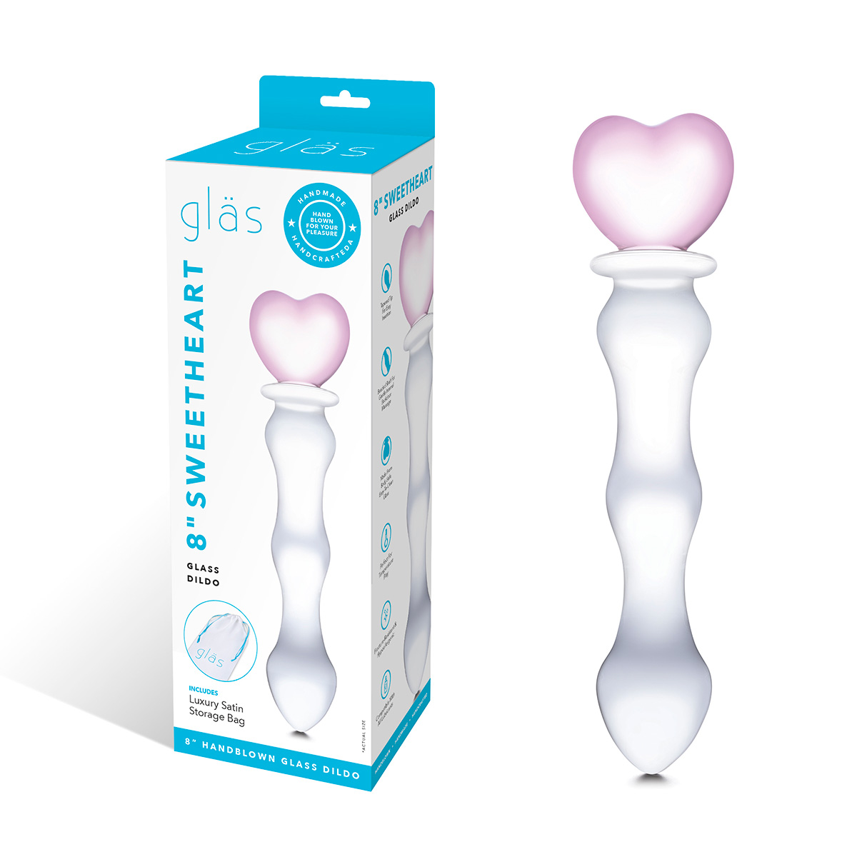Glas Стеклянный фаллоимитатор с розовым сердцем Sweetheart