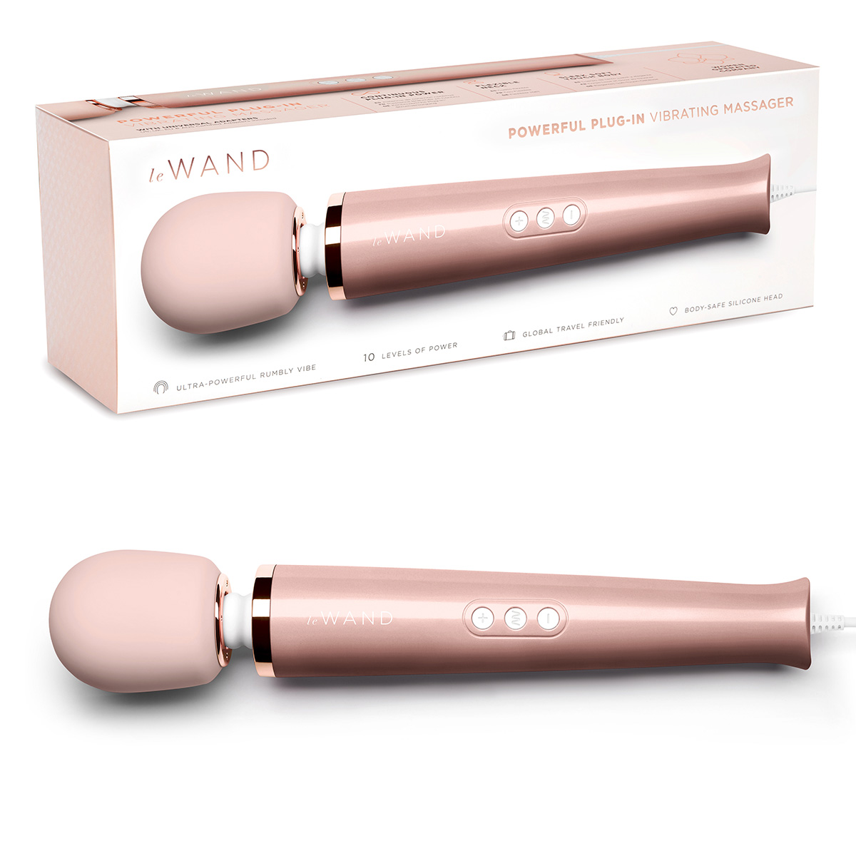 le WAND Проводной вибромассажер розовое золото le WAND Rose Gold с 10-ю скоростями