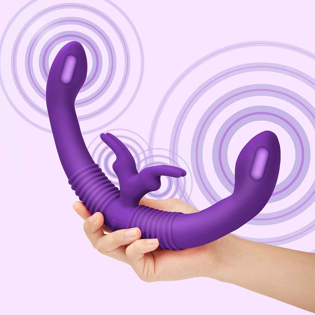 Together Toy Парный двухголовый фиолетовый кролик-вибратор Together